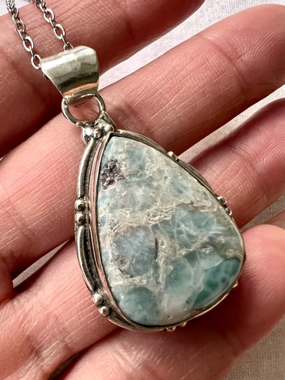 925 Calming Caribbean Larimar Pendant Necklace